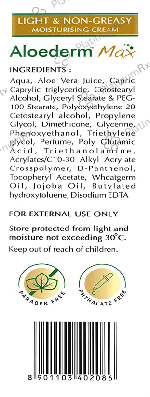 Aloederm Max Moisturising Cream 150gm