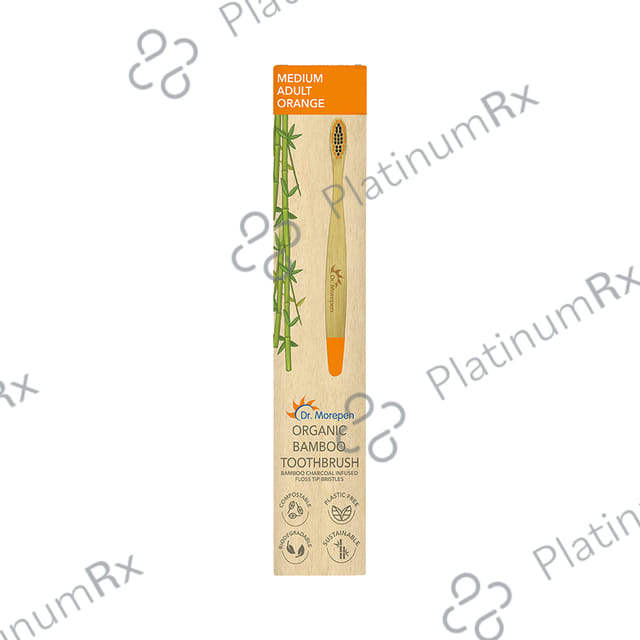 Dr. Morepen Organic Bamboo Toothbrush Adult Medium Orange
