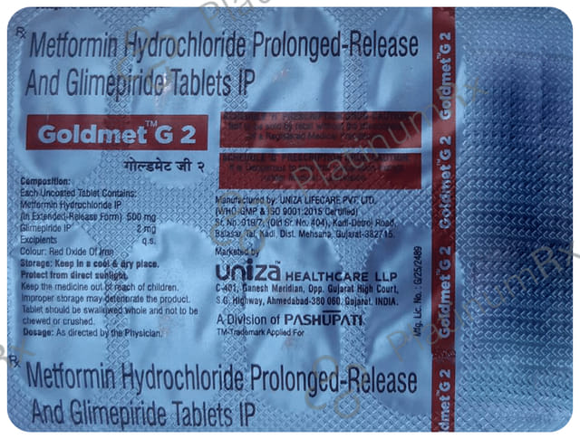 Goldmet G 2/500mg Tablet PR 10s