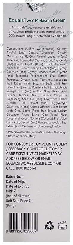 Equals Two Melasma Cream 100gm