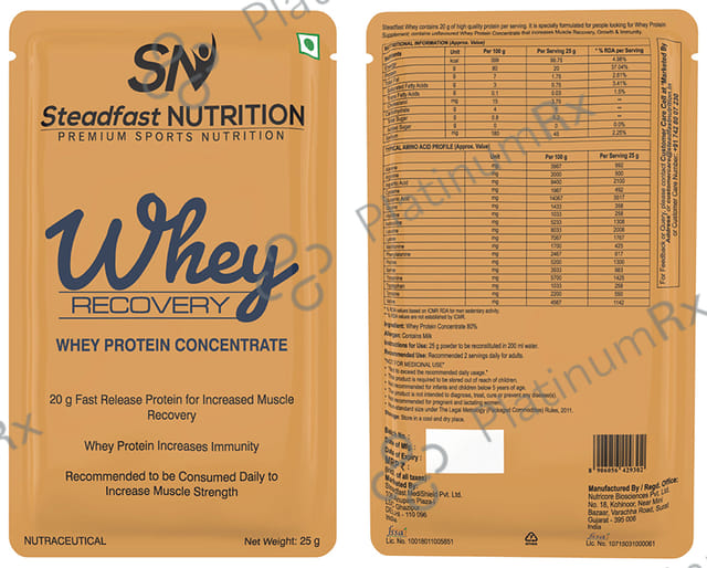 Steadfast Nutrition Whey Recovery Whet Protein Concentrate Sachet (25gm Each)