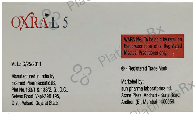 Oxra L 5/5mg Tablet 10s