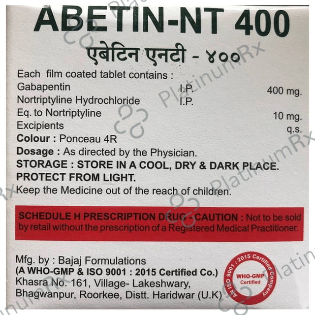 Abetin NT 400/10mg Tablet 10s