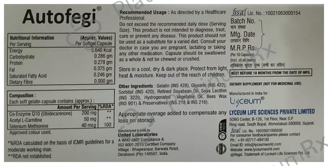 Autofegi Soft Gelatin Capsule 10s