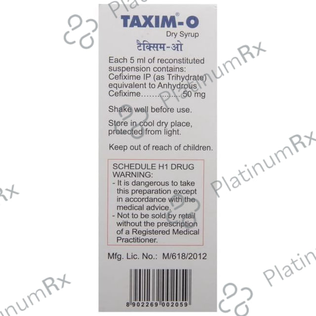 Taxim-O Dry Syrup Delicious Pineapple 50 Oral Suspension