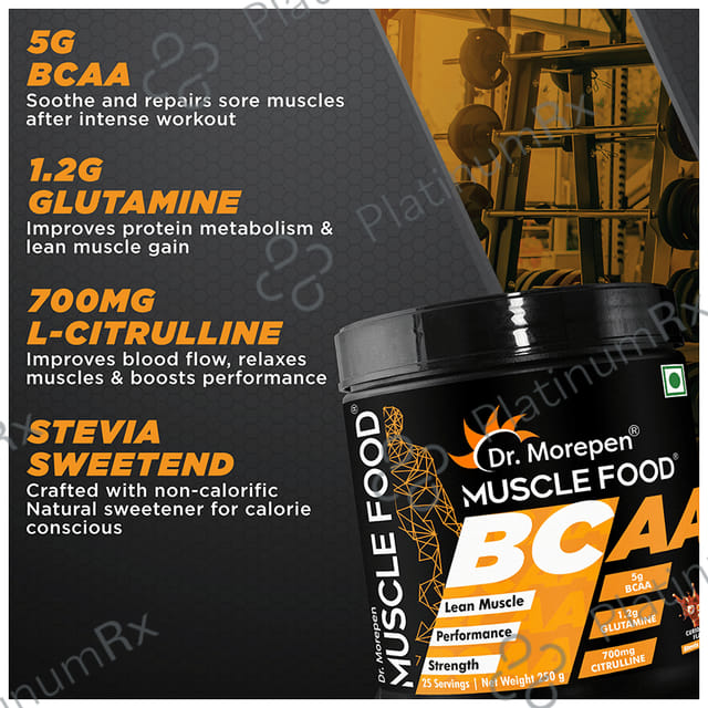 Dr. Morepen Muscle Food BCCA for Lean Muscles, Performance & Strength - Flavour Curious Cola