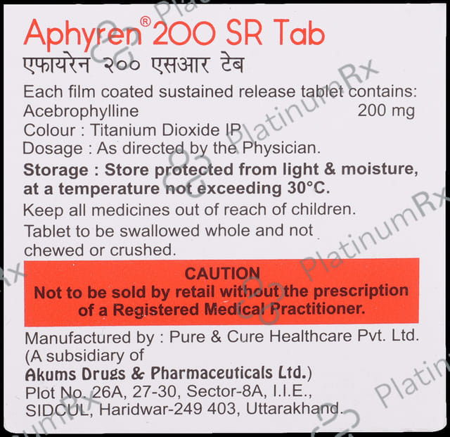 Aphyren 200mg Tablet SR 10s