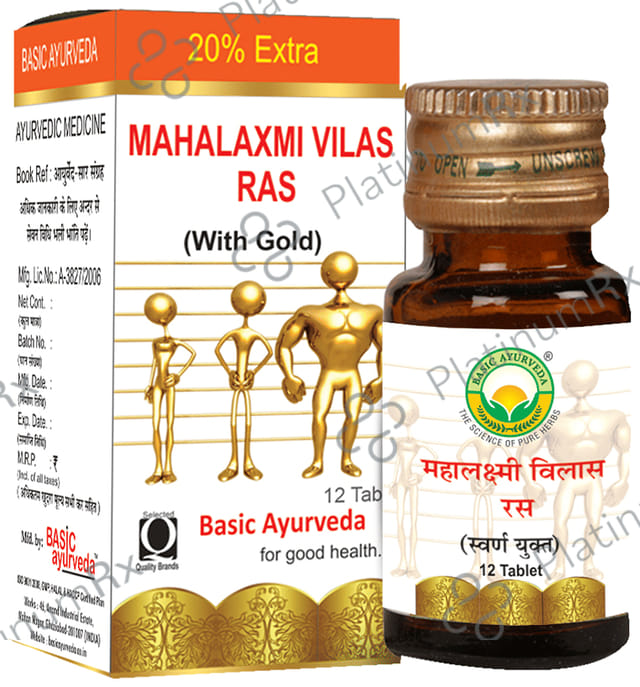 Basic Ayurveda Maha Laxmi Vilas Ras with Gold 12 tablets