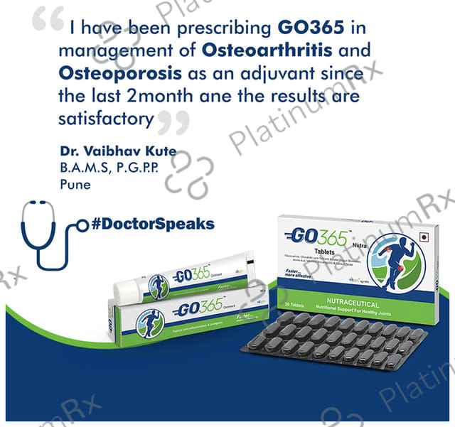 Go 365 Nutra with Glucosamine, Turmeric, Calcium & Vitamin D3 - For Joint Health - Tablet