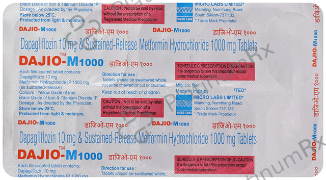 Dajio M 10/1000mg Tablet ER 10s