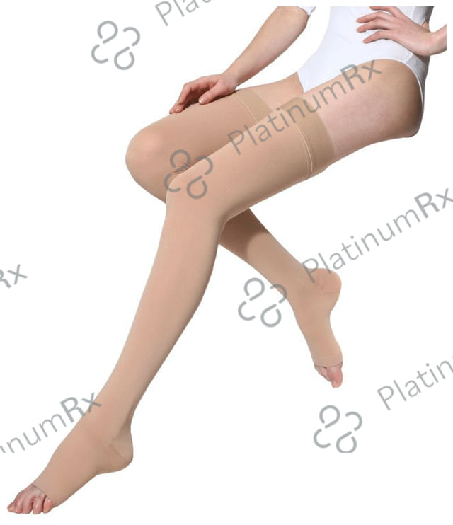Medtex Class 2 Thigh Length Imported Medical Cotton Compression Stocking for Varicose Veins Small Beige