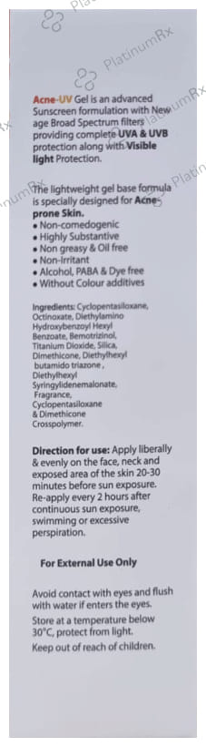 Acne UV Sunscreen SPF 50+ PA+++ Gel 50gm