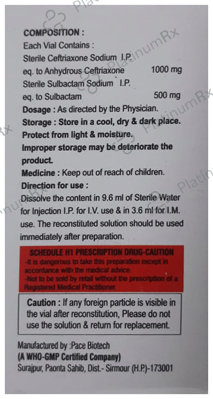 Septriaxone SB 1000/500mg Injection 1s