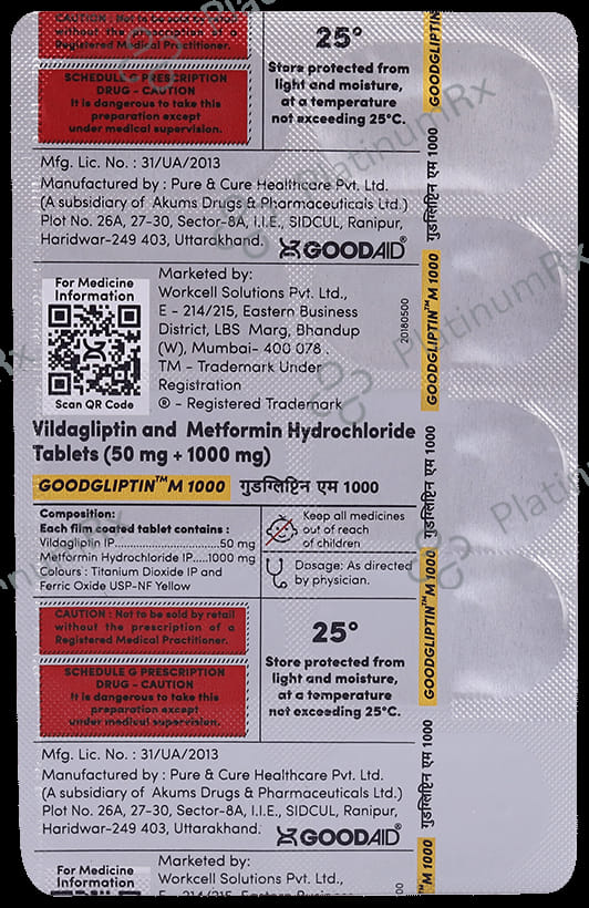 Goodgliptin M 1000/50mg Tablet 10s