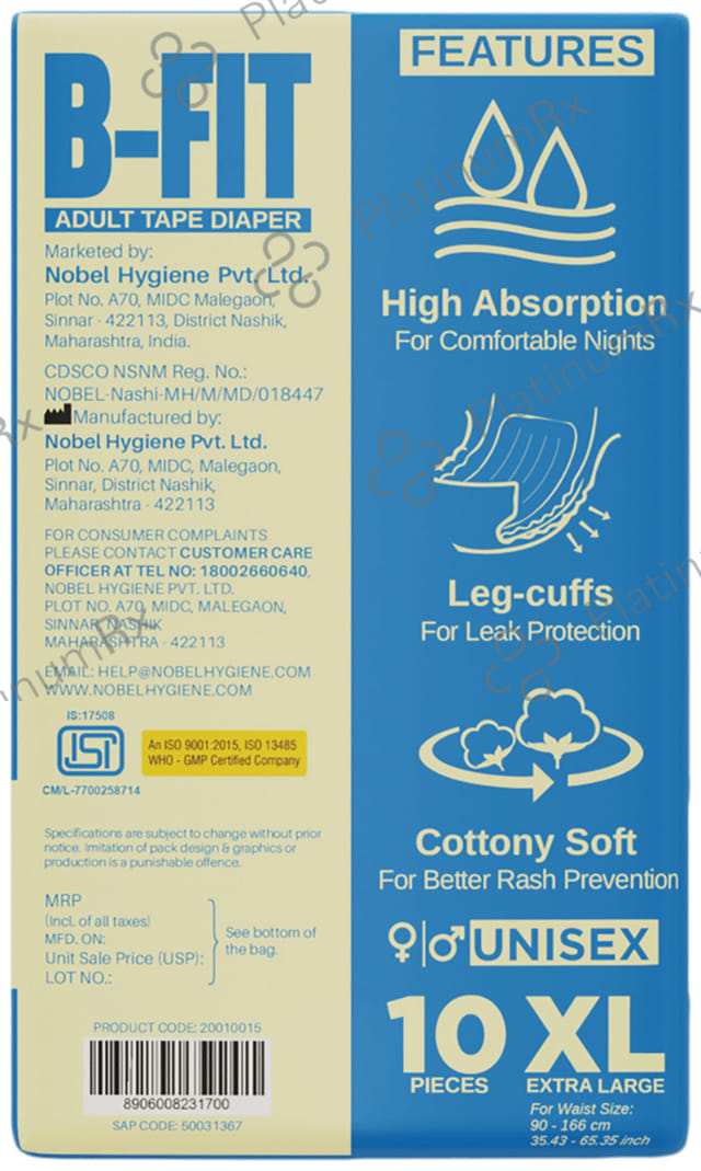 B Fit Economy Adult Diaper XL 10s