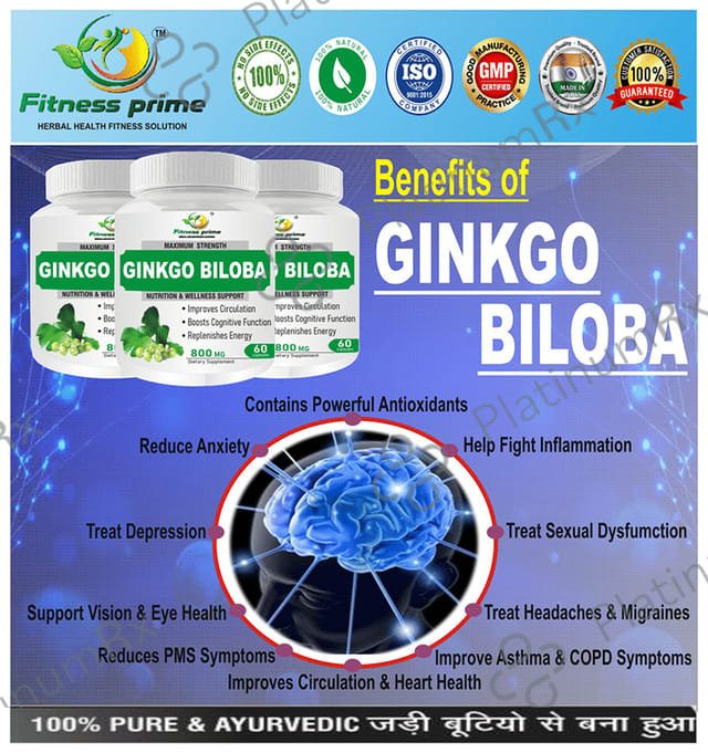 Fitness Prime Maximum Strength Ginkgo Biloba Nutrition & Wellness Support 800mg Capsule
