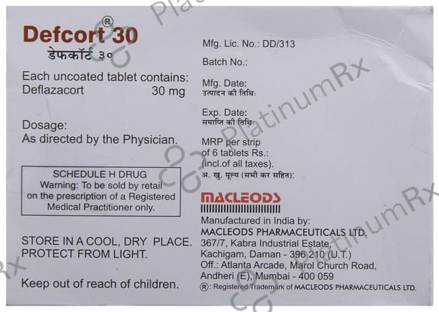 Defcort 30mg Tablet 6s
