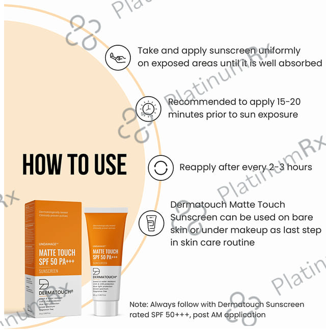 Dermatouch Undamage Matte Touch SPF 50 PA+++ Sunscreen Cream 25gm