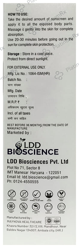 LDD Bioscience UV Protect Anti Pollution SPF 50+ Sunscreen Cream 50gm