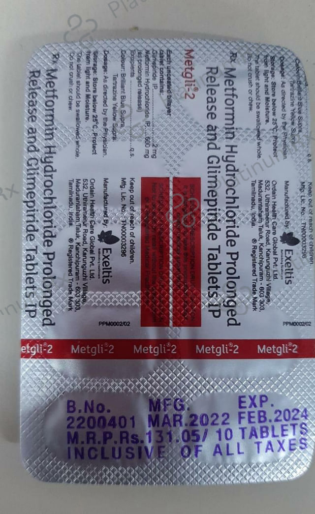 Metgli 2/500mg Tablet PR 10s