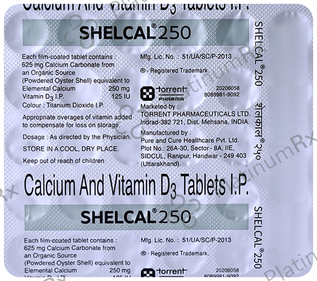 Shelcal 250mg/125IU Tablet 30s