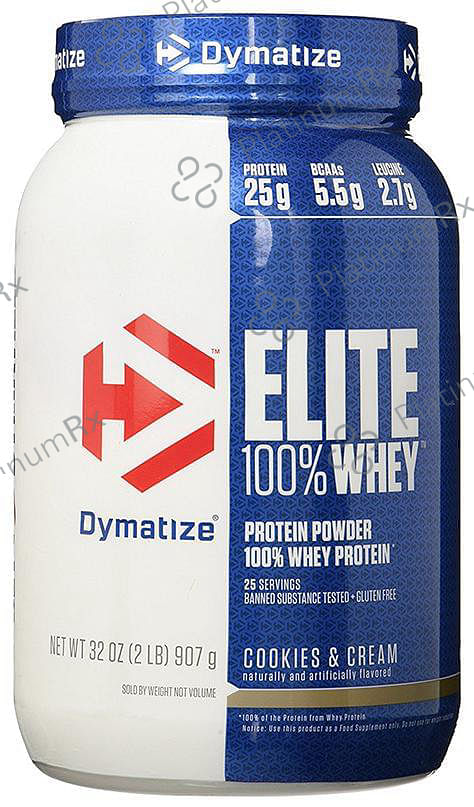Dymatize Nutrition Elite 100% Whey Protein - With BCAAs & Leucine - For Muscle Recovery - Powder Cookies & Cream