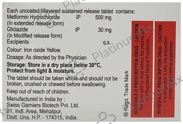 Glychek M OD 30mg/500mg Tablet