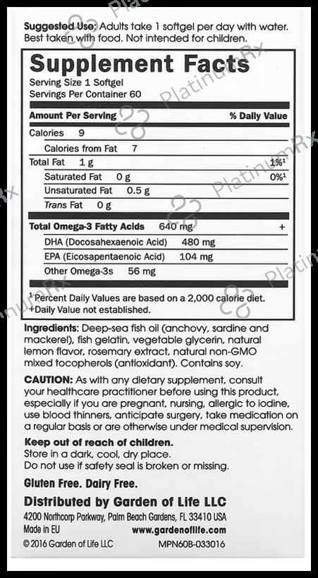Garden of Life Supercritical Prenatal Omega-3 Fish Oil Sotgels