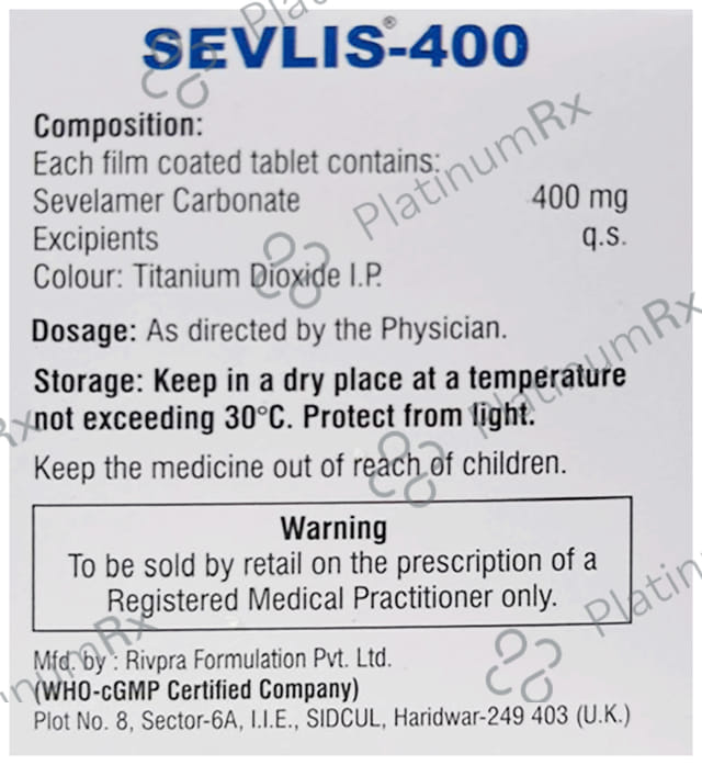 Sevlis 400mg Tablet