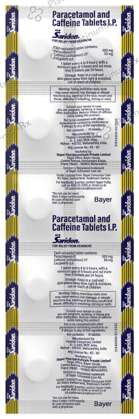 Saridon (New) 50/500mg Tablet 10s