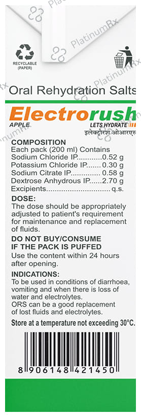 Electrorush ORS Apple Flavour Liquid 10x200ml
