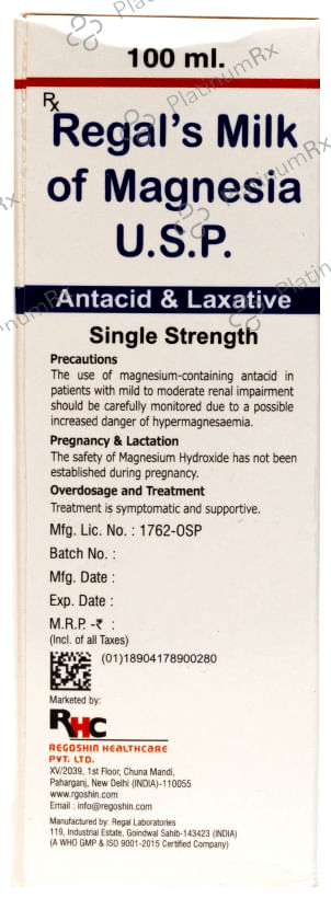 Regal's Milk of Magnesia Oral Solution 100ml