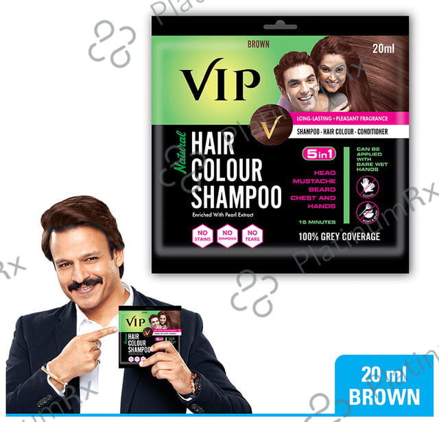 VIP Natural Hair Colour Brown Shampoo 20ml
