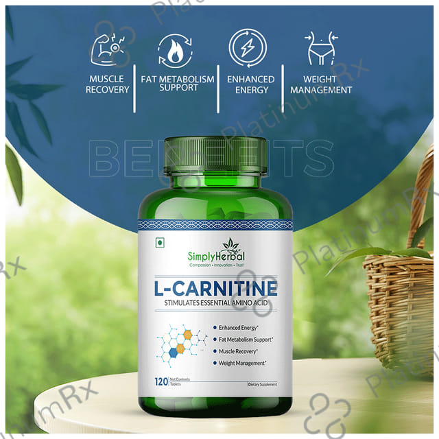 Simply Herbal L-Carnitine 500mg - Amino Acid for Endurance, Weight Management & Muscle Function - Tablet
