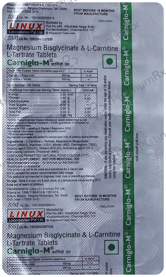 Carniglo M 500/350mg Tablet 10s