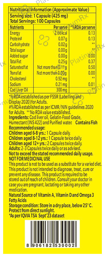 Seacod Cod Liver Oil 300mg Capsule 100s