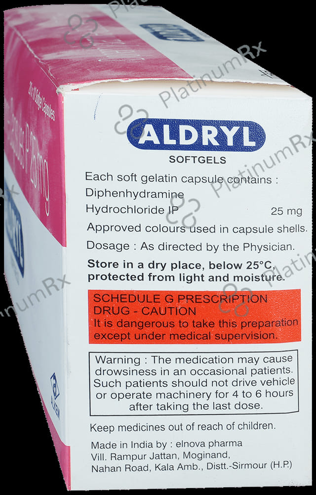 Aldryl 25mg Soft Gelatin Capsule 10s
