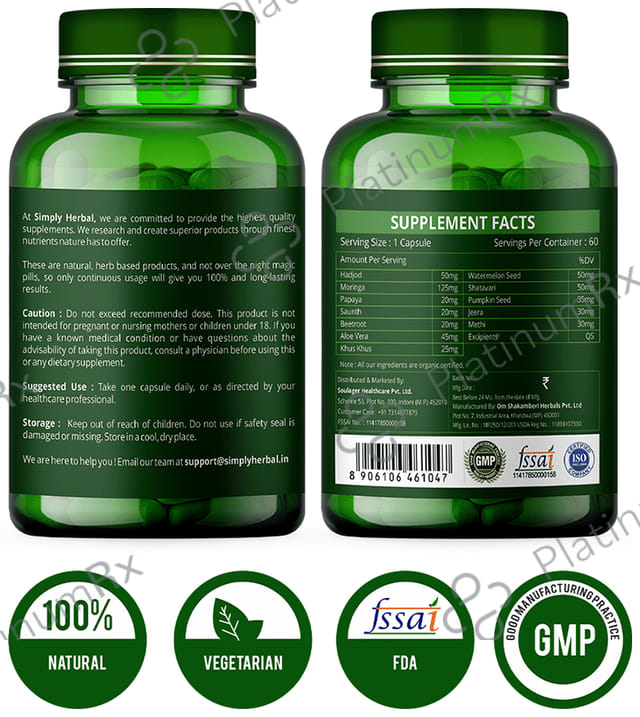 Simply Herbal Organics Calcium Magnesium Zinc Vitamin D3 Capsule