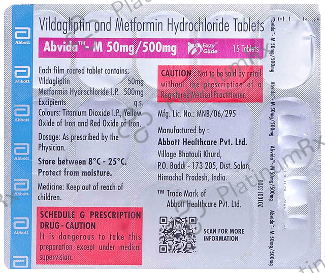 Abvida M 50/1000mg Eazy Glide Tablet 15s