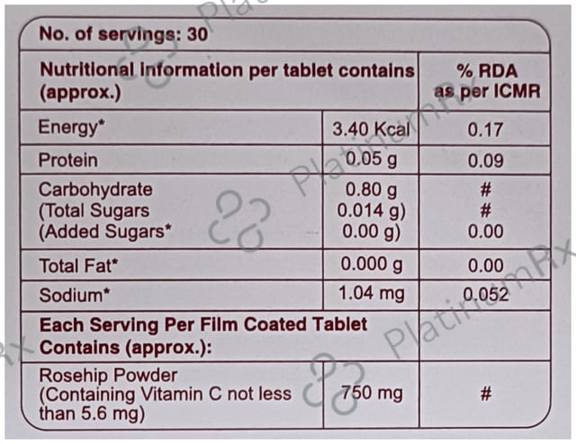 Coerip Rosehip 750mg Tablet 30s