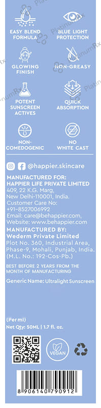 Happier Sun Days Ultralight Sunscreen Gel SPF 50 PA++++ Cream 50ml