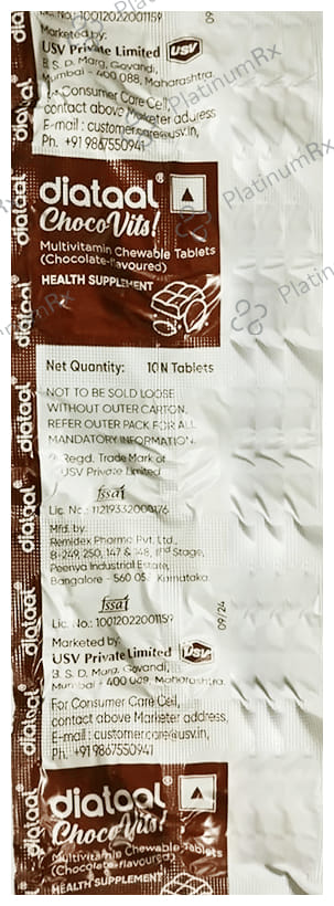 Diataal Choco Vits Chewable Tablet 10s