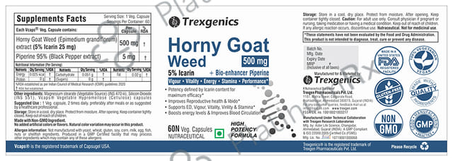 Trexgenics Horny Goat Weed Extract Veg Capsule