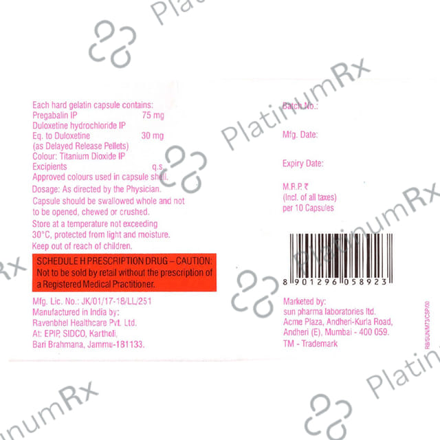 Maxdulin 75/30mg Capsule DR 10s