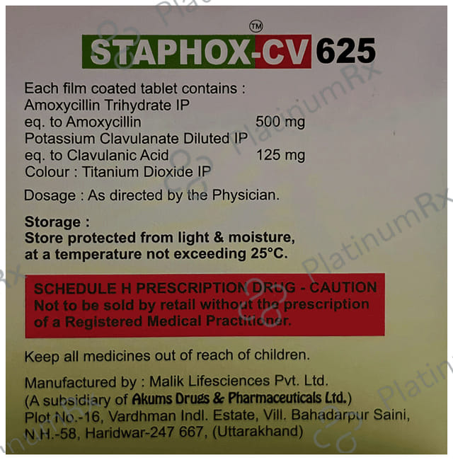 Staphox-CV 625 Tablet