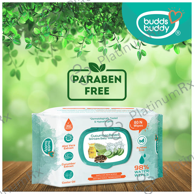 Buddsbuddy Cucumber Based Skincare Baby Wet Wipes (80 Each) 1 Pack