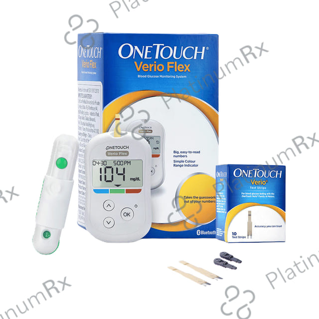 OneTouch Verio Flex Glucometer (10 Test Strips Free) 1Kit