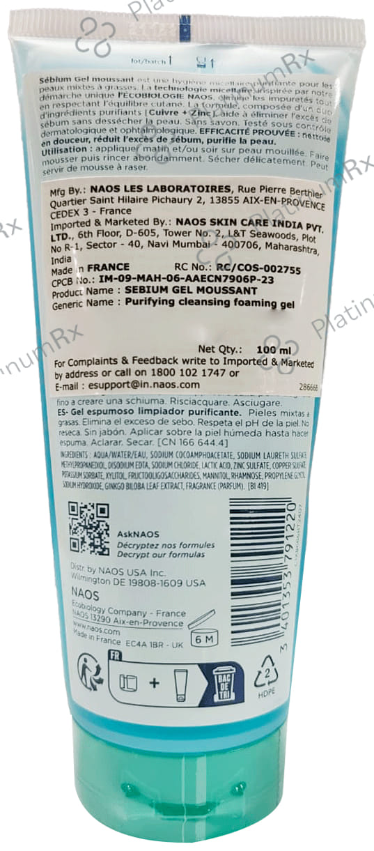 Bioderma Sebium Moussant Purifying Cleansing Foaming Gel 100ml