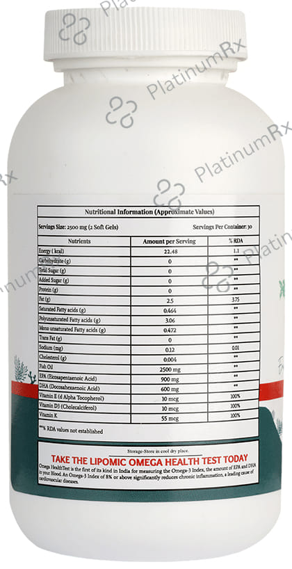 Lipomic Healthcare Omega 3 Fish Oil Triple Strength Softgel 60s