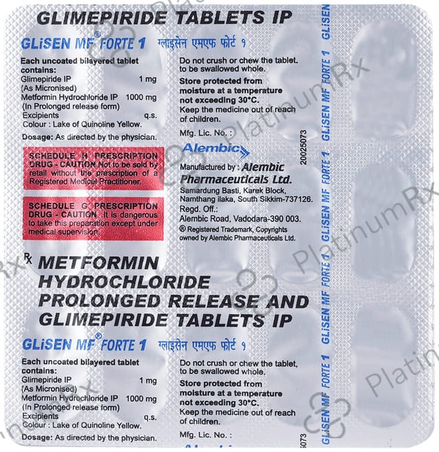 Glisen MF Forte 1/1000mg Tablet 15s